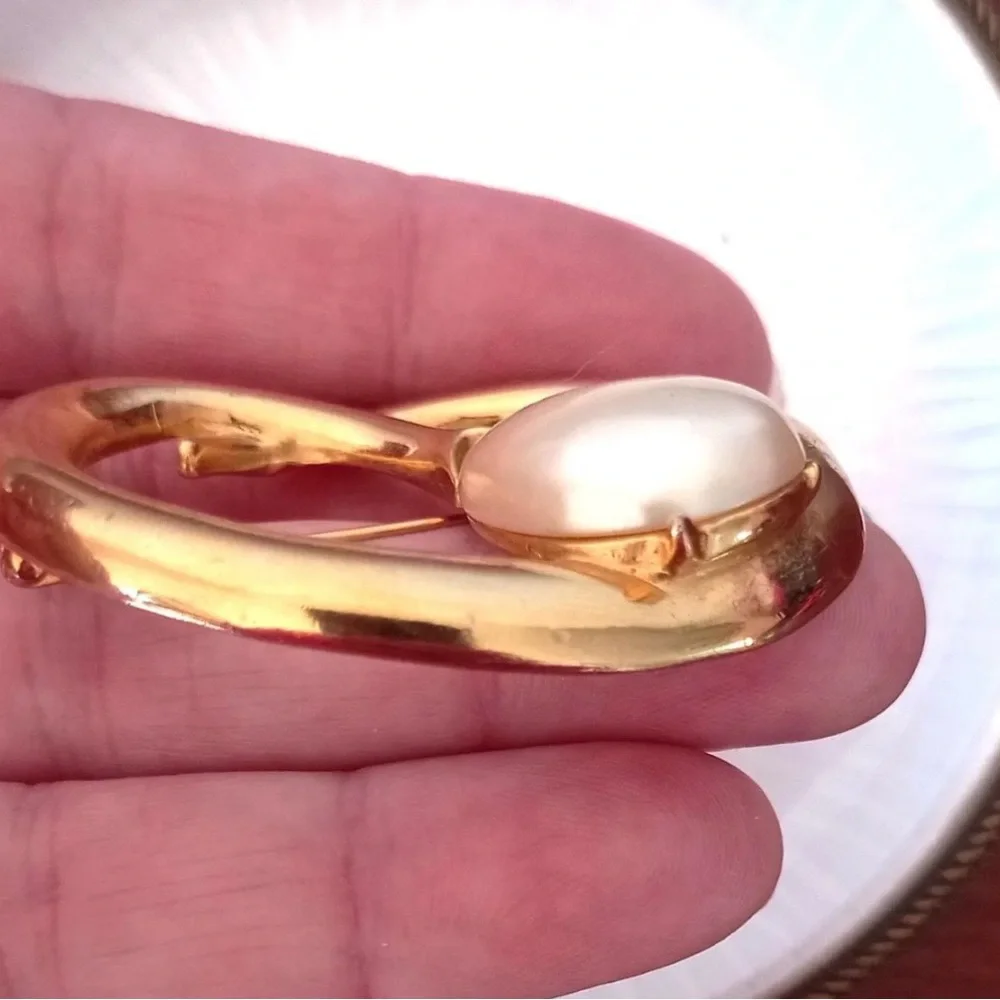 Vintage Erwin Pearl Gold Pearl Brooch signed P.E.P. - Picture 6 of 8